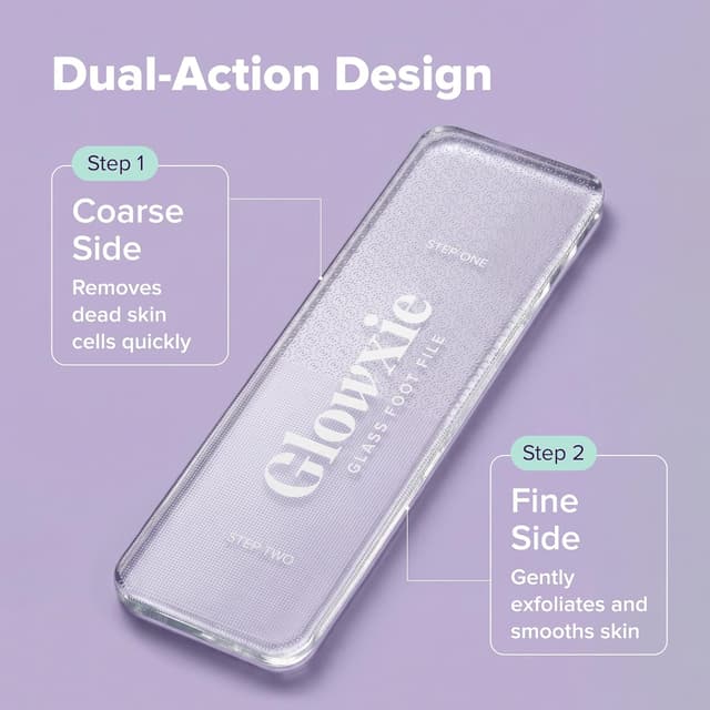 Detalle 2 de Glowxie XL Nano Glass Foot Files for Hard Skin – 2-in-1 wet & dry foot file & heel scraper