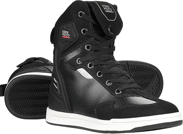Detalle de KEMIMOTO Motorrad Schuhe Herren – Causal High-Top Sneaker mit verstärkten Schaltpads, reflektierenden Elementen