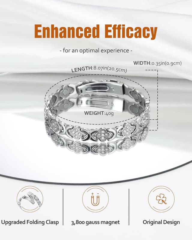 Detalle de Jecanori Copper Magnetic Bracelet for Women – adjustable copper link bangle with gift box