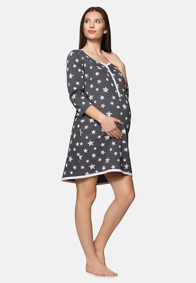 Detalle de Be Mammy Chemise de nuit grossesse, maternité & allaitement en coton