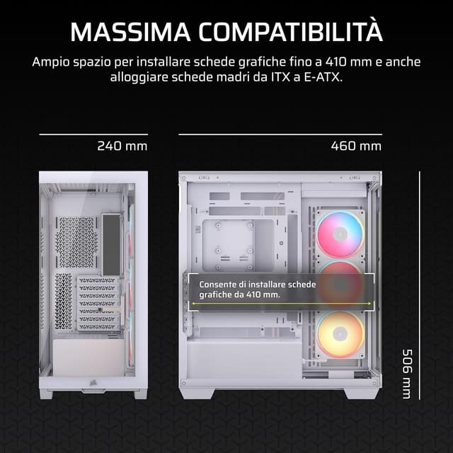 Thumbnail 6 de CORSAIR 3500X LX-R RGB iCUE LINK (3 ventole LX120-R preinstallate, Hub iCUE LINK) Mid-Tower bianco