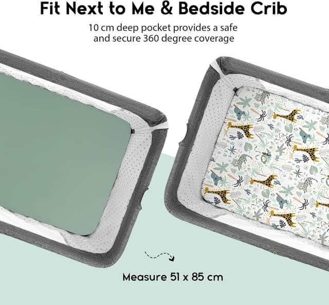 Detalle 2 de Yoofoss Green Giraffes Fitted Crib Sheet 51 x 85 cm