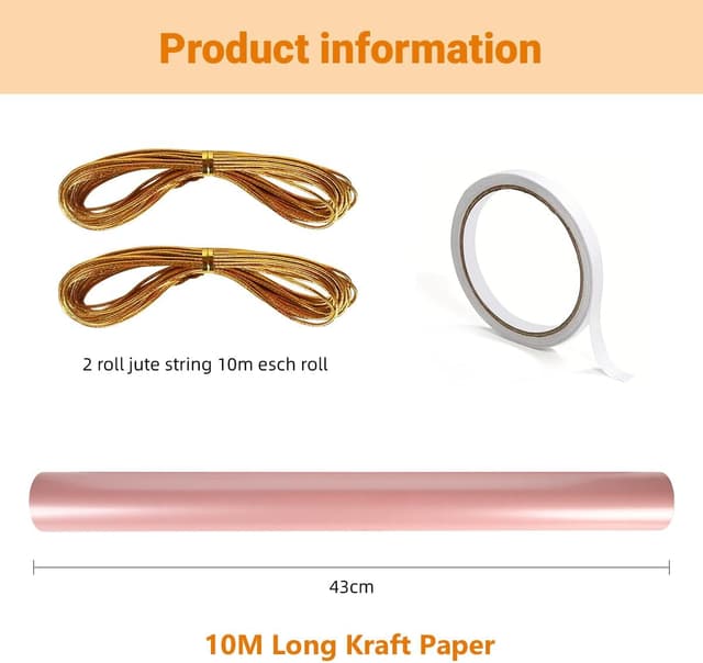 Thumbnail 1 de HBell Pink Wrapping Paper Roll 44cm x 10m