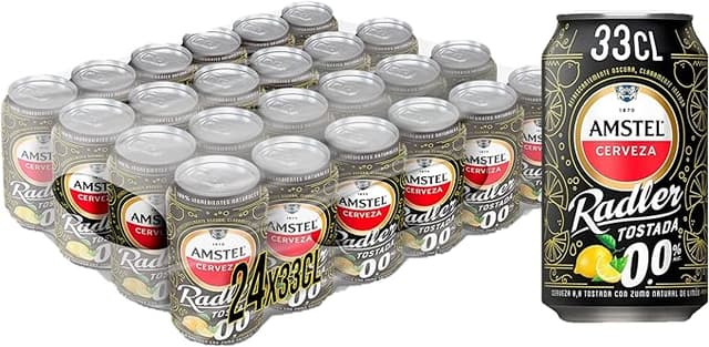 Detalle de Amstel Radler 0,0 Cerveza Tostada Limón Sin Alcohol 🍋 - 24 Latas