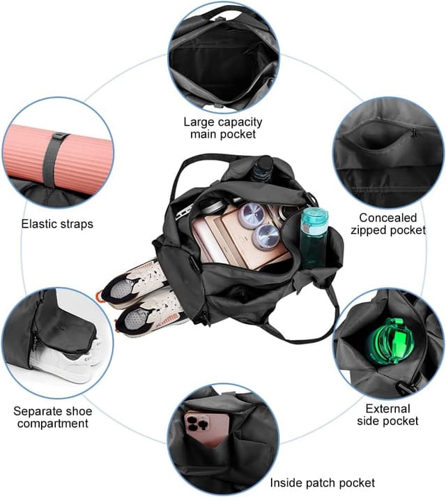 Detalle 2 de Aucuu Borsone Palestra impermeabile con scomparto scarpe