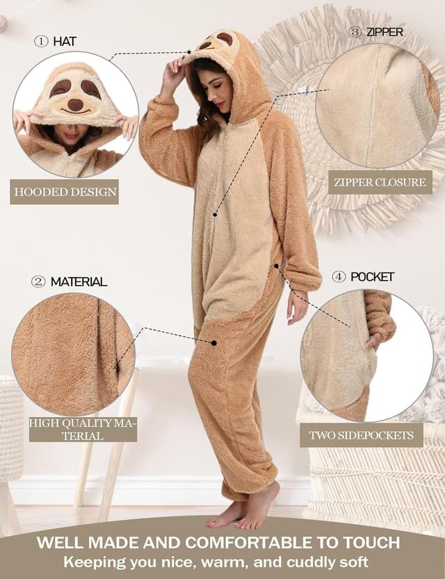 Detalle de chuangminghangqi Pyjama-Jumpsuit aus Fleece für Damen (Unisex Tierkostüm / Onesie)