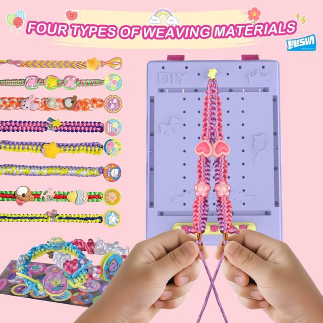 Detalle 2 de Kit 3 in 1 da 400 pezzi con telaio per tessitura: braccialetti dell’amicizia e scatola portaoggetti