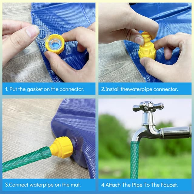 Thumbnail 6 de Jsdoin 100cm Inflatable Dogs Splash Pad – Foldable outdoor dog sprinkler play mat (Blue)