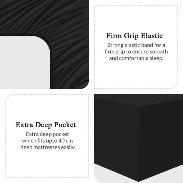 Detalle 2 de Pamposh King Size Extra Deep Fitted Sheets (40 cm / 16 in pocket) – Brushed Microfibre, Hypoallergenic & Fade Resistant