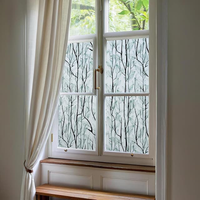 Detalle de dktie Fensterfolie Blickdicht – Sichtschutz-, Anti-UV- und Wärmedämmfolie, matt grün, 90x200 cm