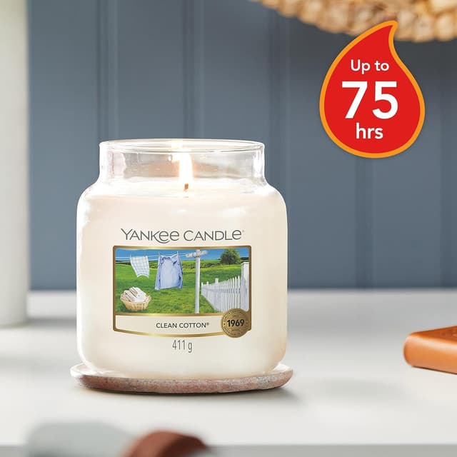 Detalle de Yankee Candle Coton fraîchement lavé 75h 🕯