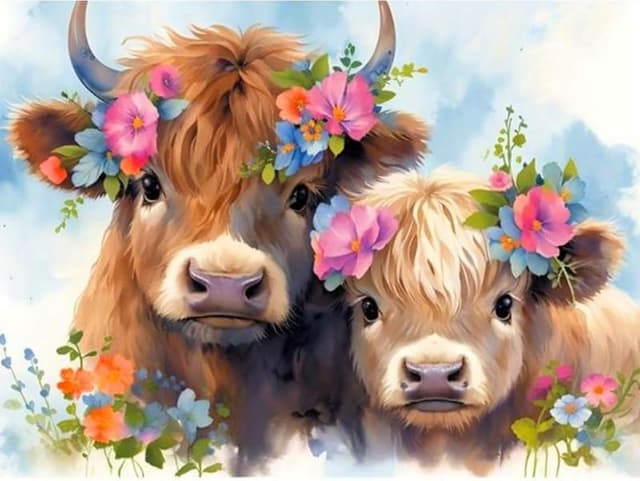 Detalle de DIY Paint by Numbers Highland Cow Kit