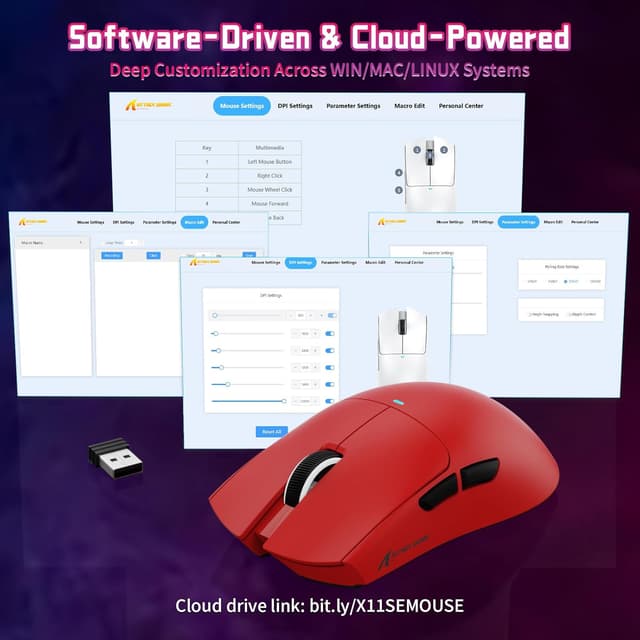 Detalle de ATTACK SHARK X11 SE Mouse Gaming Wireless con 3 modalità BT/2.4G/Cavo, sensore PixArt PAW3311 e 22000 DPI