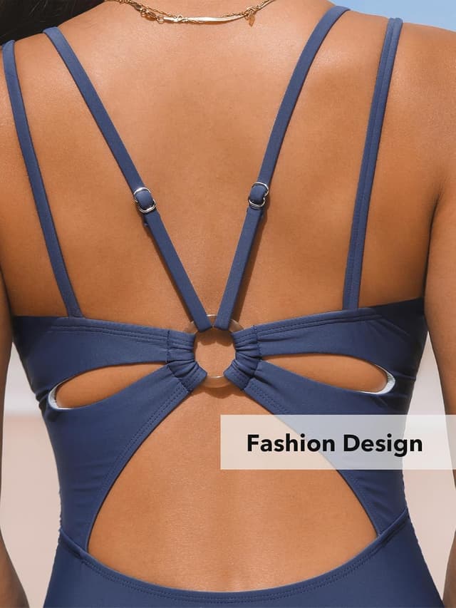 Detalle 2 de CUPSHE costume da bagno intero donna con scollo a V e cut-out sul retro