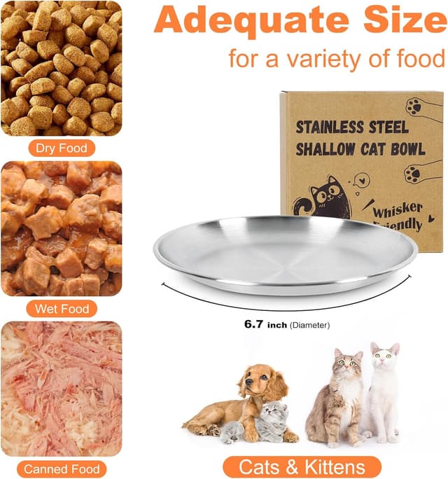 Detalle de Supet cat food bowls 6.7 inch stainless set