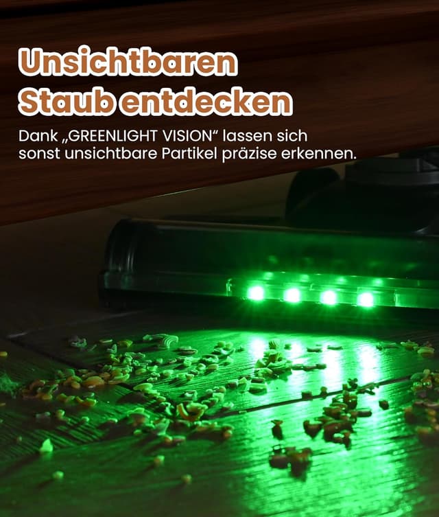 Detalle de VersLife Z8 Akku-Staubsauger kabellos (40 kPa, bis 45 Min) mit GreenLight-LED-Display
