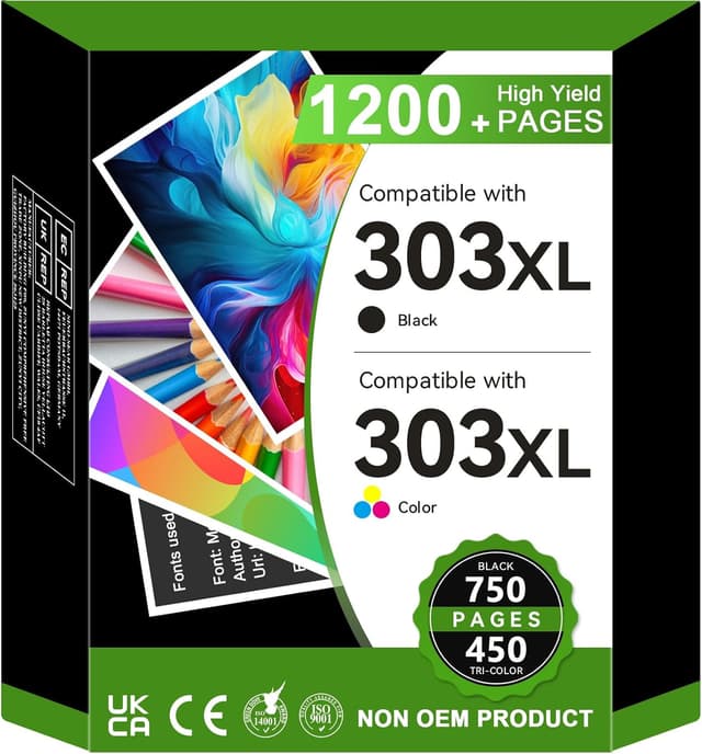 Detalle de SUNPRINTZ 303 XL cartucce nero e colore (303XL) per HP 303XL, serie Envy e Tango X Smart