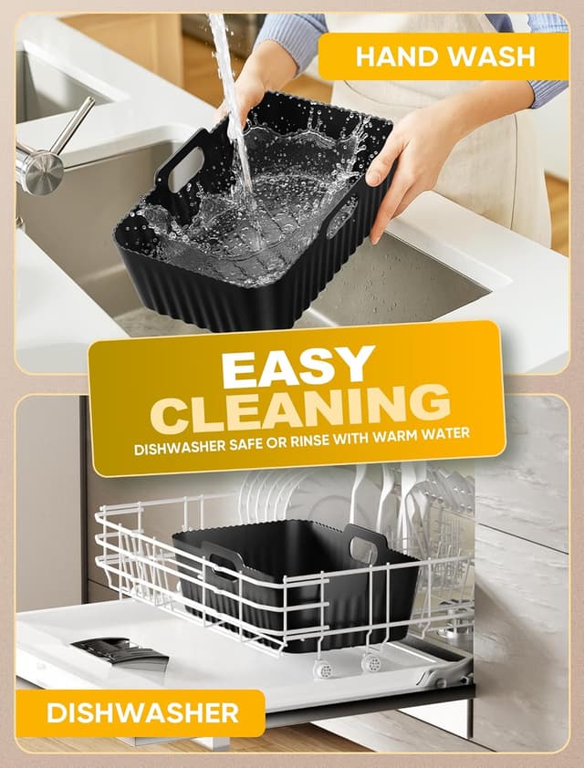 Detalle de Xaarmonex Silicone Air Fryer Liners 2 Pack for Dual Zone Ninja & other large air fryers