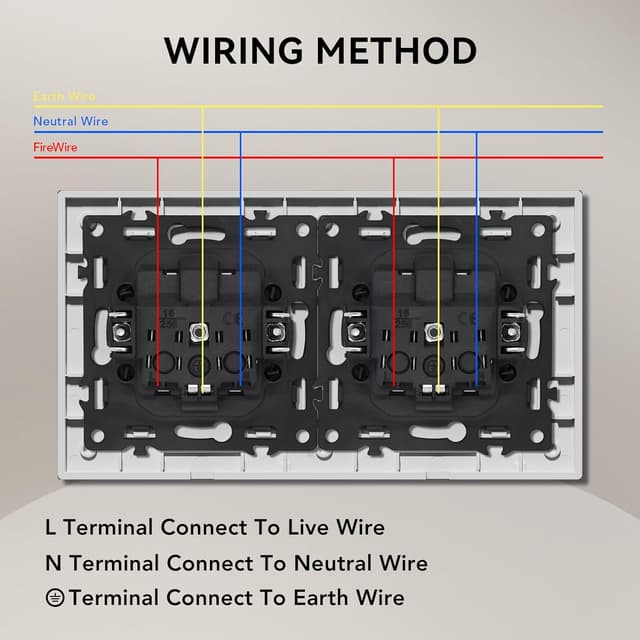 Detalle de BSEED Glas-Steckdose EU-Standard E-Serie (2-fach), 16A/250V – Wandsteckdose mit Kindersicherung, 157 mm in Gold