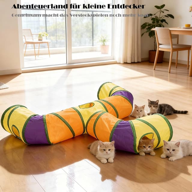 Detalle 2 de Katzentunnel Selbstbeschäftigung Katzenspielzeug 145×80 cm