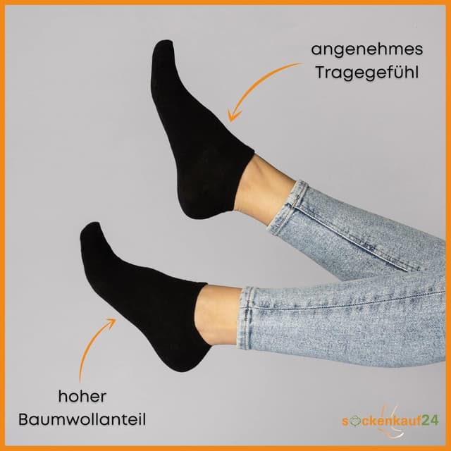 Detalle de 10 | 20 | 30 Paar Sneaker Socken für Herren & Damen – Schwarz, Weiß, Grau aus Baumwolle