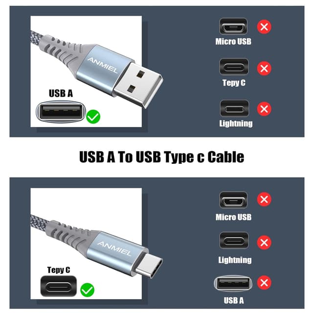 Detalle 2 de USB C Cable 3M 2‑Pack, 3A Fast Charging