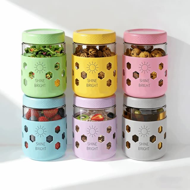 Detalle de Lazyshine 16 oz Glass Mason Jars for Meal Prep