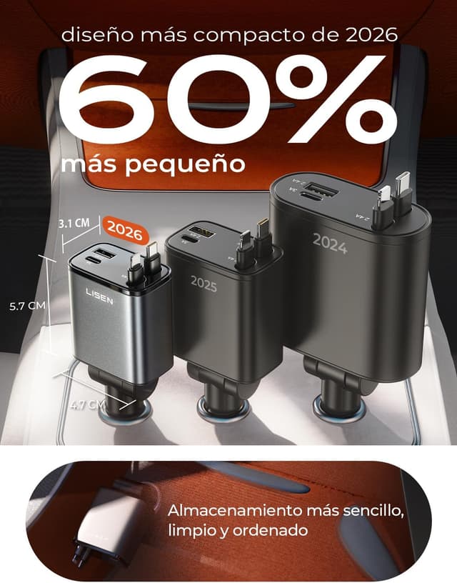 Thumbnail 2 de LISEN Cargador Coche Retráctil 84W