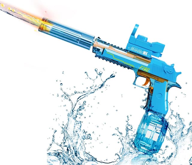 Detalle de UROINT Elektrische Wasserpistole für Kinder „Desert Eagle“ (blau) – mit großem Wassertank, LED-Licht und Reichweite bis zu 10 Metern