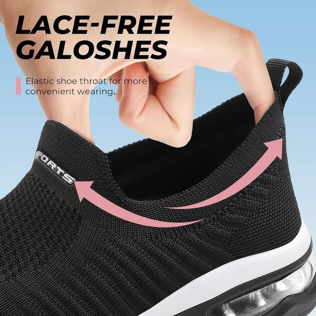 Detalle de Littleplum Damen Slip-On Sneaker mit Mesh, Memory-Foam Einlegesohle und flexibler Gummisohle