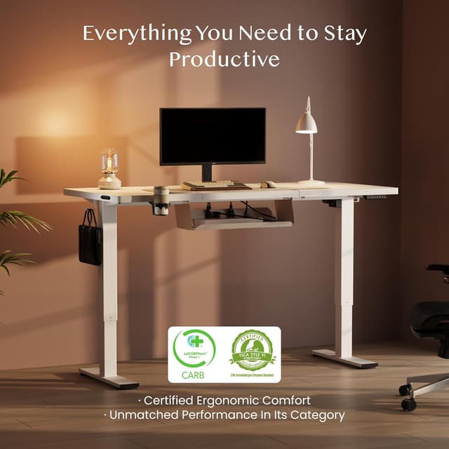 Detalle 2 de FlexiSpot Bureau assis-debout réglable en hauteur 180x80 cm avec mémoire 70 kg, blanc