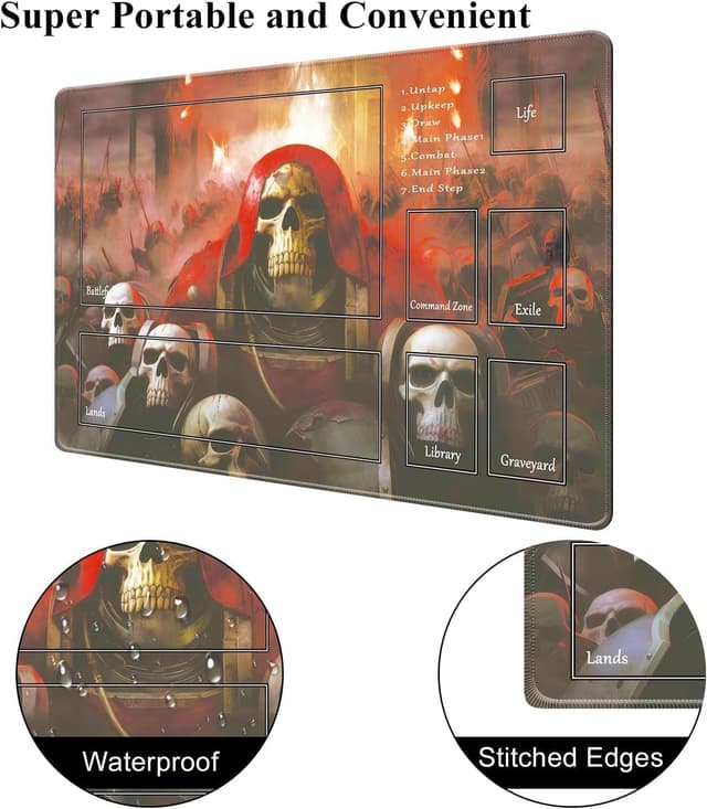 Detalle de MTG TCG tappetino da gioco 24” x 14” con bordi cuciti, stampa HD e custodia (Style 7)