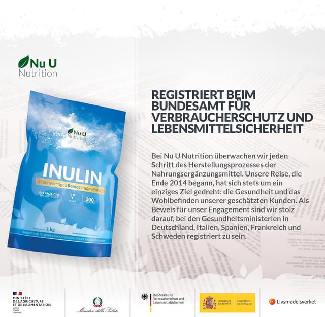 Thumbnail 2 de Nu U Nutrition Inulin Pulver 1 kg — Präbiotikum
