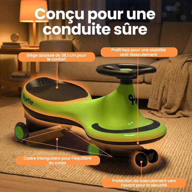 Detalle de Hurtle Wiggle Drift porte-bébé enfant sans piles : voiture à roulettes à mouvement par rotation