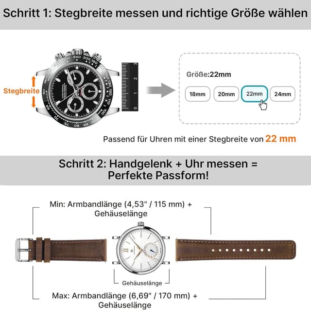 Thumbnail 3 de Fullmosa Echtleder 22mm Schnellwechsel Armband