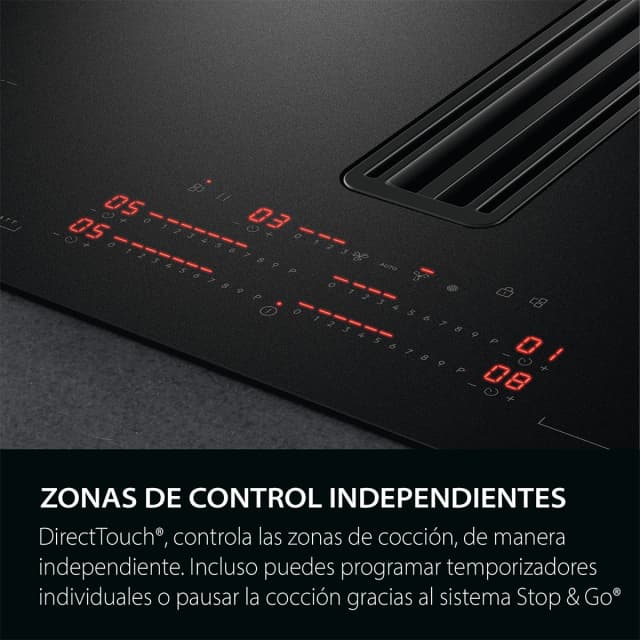 Detalle de AEG NCP84C01AZ placa inducción 4 zonas con campana
