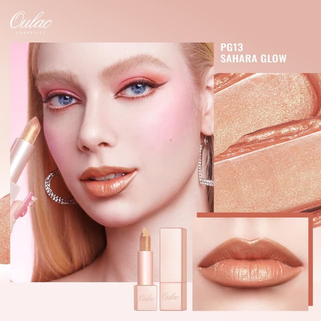 Detalle 2 de OULAC Feuchtigkeits Glanz Lippenstift Nude Set – cremiger Glitter-Glanz mit veganer Pflege