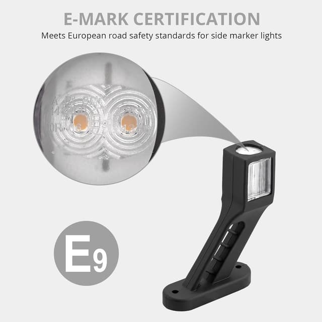 Detalle de Justech 2er-Set LED Seitenmarkierungsleuchten (12–30 V, IP65) in Weiß/Rot/Amber für Anhänger