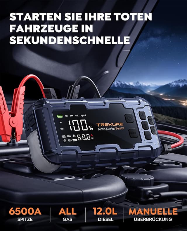 Detalle 2 de TREKURE Powerbank Starthilfe 6500A mit Kompressor