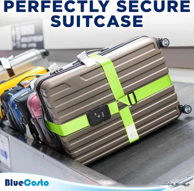Detalle de BlueCosto luggage strap with TSA lock