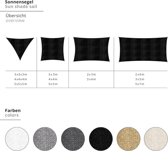 Detalle de Lumaland Sunsail carré 3 x 3 m en toile HDPE résistante aux intempéries (blanc) | Protection solaire avec cordes de fixation