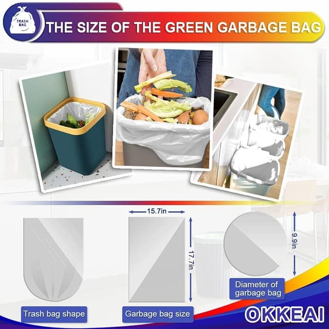 Detalle 2 de OKKEAI small pedal bin liners bathroom bin bags (8l) – clear plastic rubbish bags