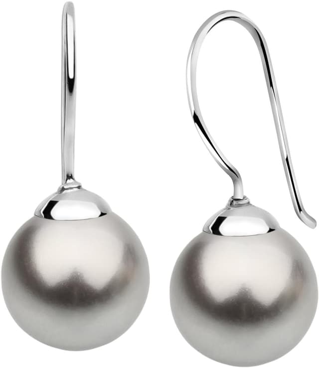 Detalle de Nenalina Ohrringe aus 925 Sterling Silber mit Glasperlen (10 mm) in Hellgrau