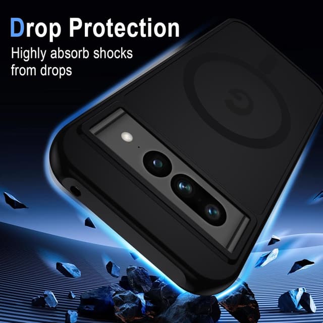 Detalle 2 de XTCASE Coque magnétique pour Google Pixel 7 Pro compatible MagSafe – dos translucide mat noir