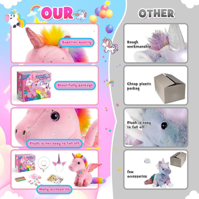 Detalle de EUCOCO Regalo unicornio peluche juego 6 pinceles