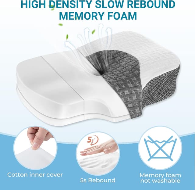 Thumbnail 6 de Elviros Cervical Memory Foam Neck Pillow 4‑Height