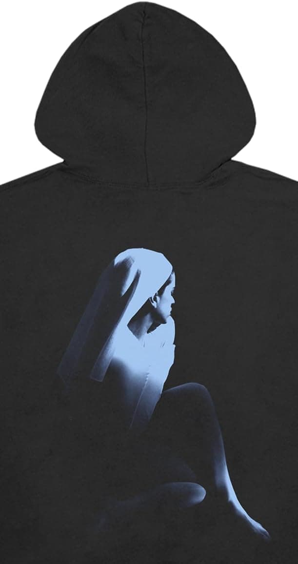 Detalle 2 de Felpa con cappuccio unisex ROSALÍA Lux Cross Hoodie Black (merch ufficiale)