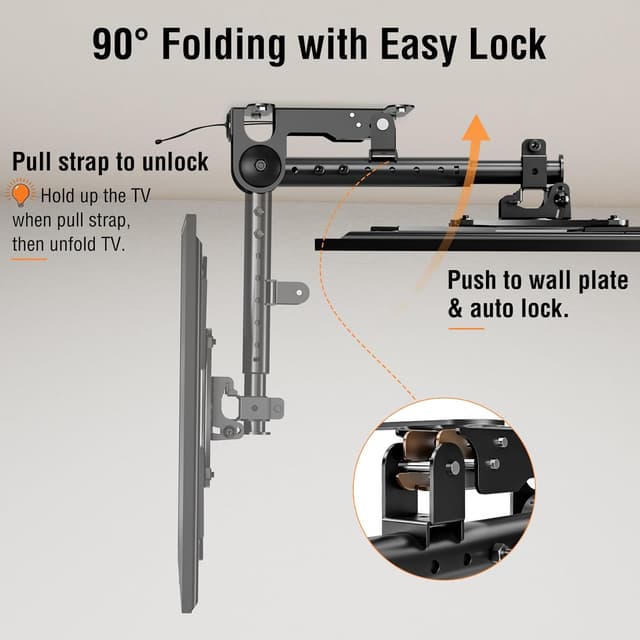 Detalle de ELIVED YD3030 Flip Down Ceiling TV Mount (14–40 in) with 360° Swivel and Height Adjustment