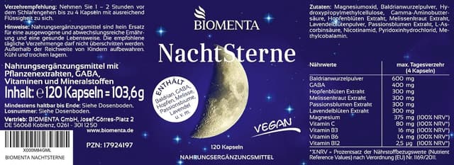 Thumbnail 1 de BIOMENTA NachtSterne 120 Kapseln 💊