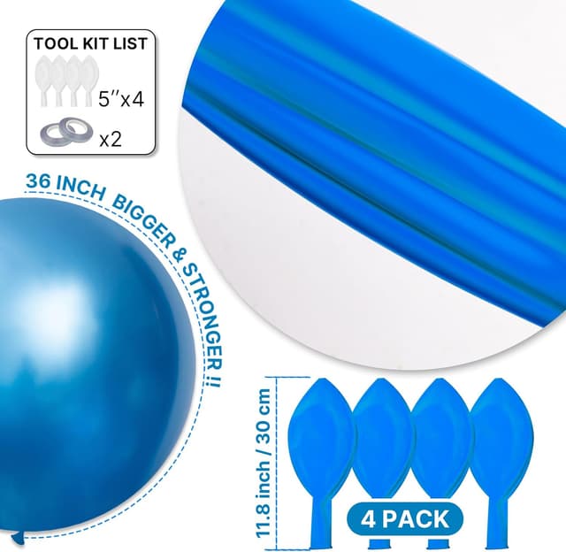 Thumbnail 5 de PartyWoo 36" Metallic Blue Balloons